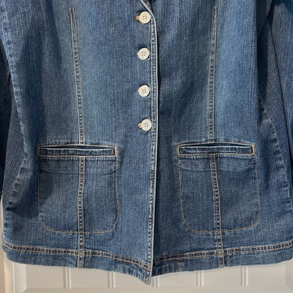 Chico's Blue Denim Button-Front Jean Jacket - Picture 3 of 6